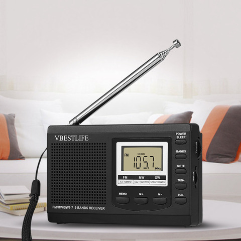 VBESTLIFE DC 5V Portable Mini Stereo Radio FM/MW/SW Full Band Receiver Digital Alarm Clock Music Player Loudspeaker ► Photo 1/6