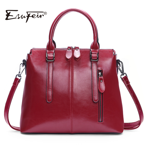 New Arrival 2022 ESUFEIR Brand Genuine leather Women Handbag Soft Leather Fashion Shoulder Bag Large capacity Casual Women Bag ► Photo 1/6