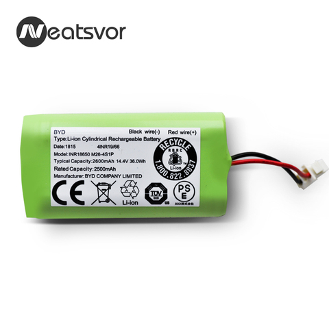 High quility Rechargeable 14.4V/14.8V 2500mAh/2600mAH Li-ion Battery for NEATSVOR robot vacuum cleaner accessories parts ► Photo 1/2