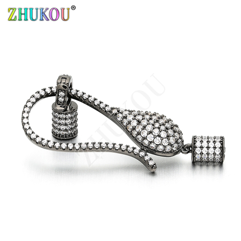 16*53mm High Quality Brass Cubic Zirconia Clasps Hooks DIY Jewelry Findings Making, Model: VK7 ► Photo 1/6