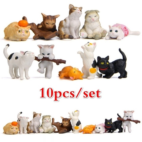 10 Pcs Cat Colorful Creative Landscaping Doll Miniature Garden Miniatures Figurine Home Decor ► Photo 1/6