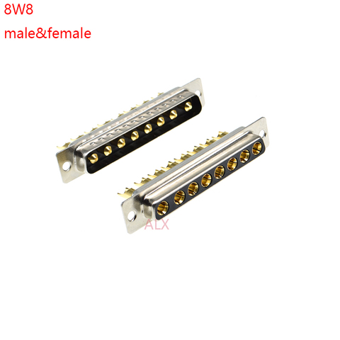 1PCS 8W8 30A Gold plated MALE FEMALE high current CONNECTOR D-SUB adapter solder type 8pin plug socket Welding high power DB ► Photo 1/4