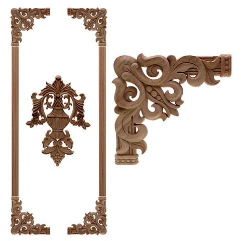 VZLX European Oak Wood Floral Carving Applique vintage Home decor Decoration Accessories Door Cabinet Furniture Figurines ► Photo 1/6