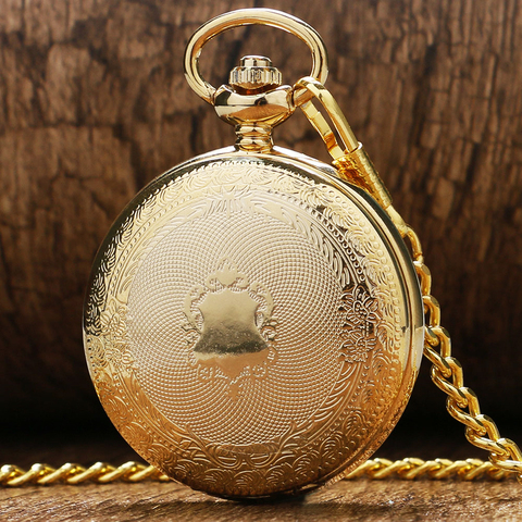 Antique Steampunk Luxury Golden Shield Design Skeleton  Dial Mechanical Hand Winding Pocket Watch For Men Women Gift With Chain ► Photo 1/5
