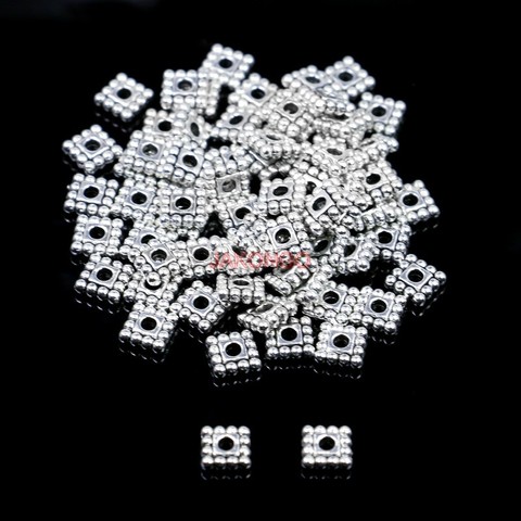 JAKONGO 150pcs Antique Silver Plated Square Spacer Beads for Loose Beads Jewelry Making Accessories DIY Handmade Craft 5x5mm ► Photo 1/4