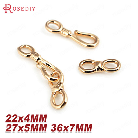 10 Sets 22X4MM 27x5MM 36x7MM 24K Champagne Gold Color Brass Necklace Clasps Connector High Quality Diy Jewelry Accessories ► Photo 1/6