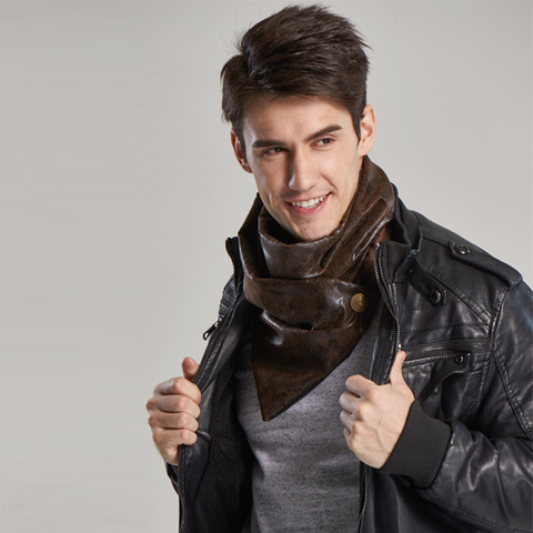 Couverture foulard luxury neck warmer with snaps men scarf fashion Simple Vegan Leather Scarf gift idea Unisex ► Photo 1/6