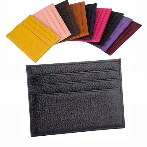 100% Genuine Cow Leather ID Card Holder Candy Color Bank Credit Card Gift Box Multi Slot Slim Card Case ► Photo 1/6