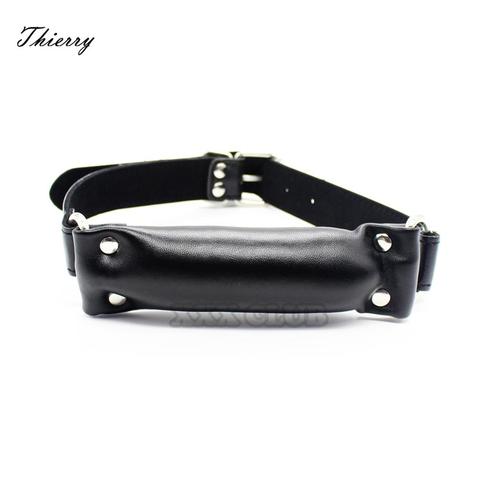 Thierry Soft Leather Padded Pillow Mouth Gag,Slave Dog Bone Harness Bit Gag Pony Play,Sex Toys For Couple Sex Products ► Photo 1/6