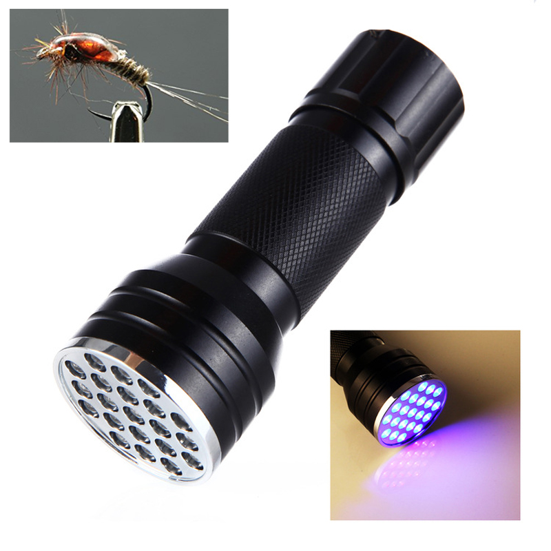 21 LED UV Flashlight Ultra Violet Lamp Fly Tying Blacklight UV Glue Curing Light 