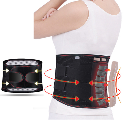 Orthopedic Tourmaline Self-heating Magnetic Steel Bone Waist Widen Belt Men Women Lumbar Support Back Brace Belt With 3pcs Pad ► Photo 1/6