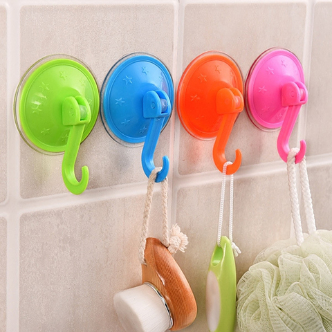 5 PCS/Lot Colorful Suction Cup Hooks Strong Wall Sucker Vacuum Traceless Hooks Kitchen Bathroom Wall Hook ABS ► Photo 1/4