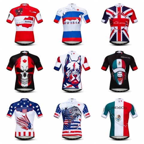 2022 Cycling Jersey men Bike Jerses  road MTB bicycle Clothing Short Sleeve sportswear maillot Racing top skull Russia France ► Photo 1/6