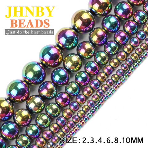 JHNBY Round Hematite beads 2/3/4/6/8/10mm Natural Stone Plating color Loose beads ball Jewelry bracelets Making DIY Accessories ► Photo 1/6