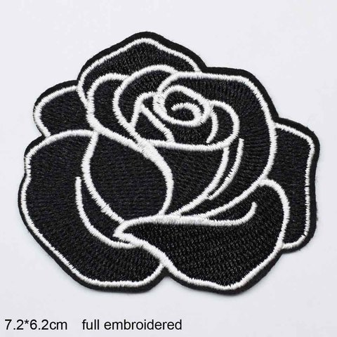 Black Flower Red Rose Embroidered Patch Iron On Patch Clothes Patch For Clothing Woman ► Photo 1/6