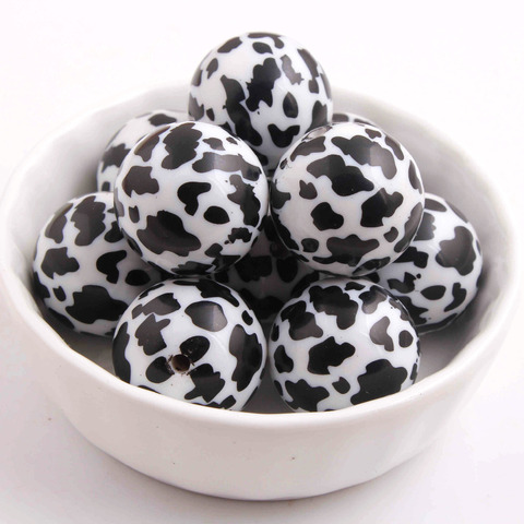 Kwoi vita 100pcs/lot 20mm chunky white solid Full print Cow Beads for Chunky Necklace Jewelry ► Photo 1/2