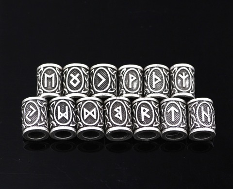 24pcs/lot Viking Runes Beads Charms TIWAZ TYR Sol rune Odal Futhark Rune Pendant for Hair Bead Bread Ring Viking Jewelry Finding ► Photo 1/6