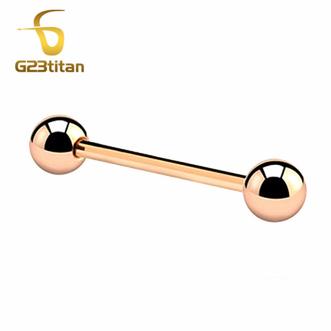G23titan Rose Gold Color Tongue Rings 14g G23 Titanium Straight Barbell Tongue Piercing Body Jewelry SGS Certification ► Photo 1/6