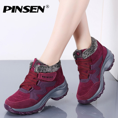 PINSEN New 2022 Women Snow Boots High Quality Winter Warm Push Ankle Boots  Women Platform Female Wedge Waterproof Botas Mujer - Price history & Review  | AliExpress Seller - pinsen Official Store 
