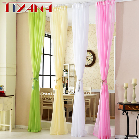 Colorful Solid Color Tulle Curtains Living Room Bedroom Balcony Wedding Decoration Curtain For Bedroom Door Windows 184&30 ► Photo 1/6