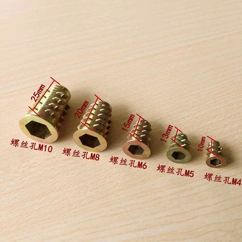 20Pcs M4 M5 M6 M8 M10 Zinc Alloy Thread For Wood Insert Nut Flanged Hex Drive Head Furniture Nuts ► Photo 1/4