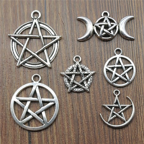 15pcs/lot Antique Silver Color Star Charm Pendants Jewelry Accessories Pentagram Charms For Jewelry Making ► Photo 1/2