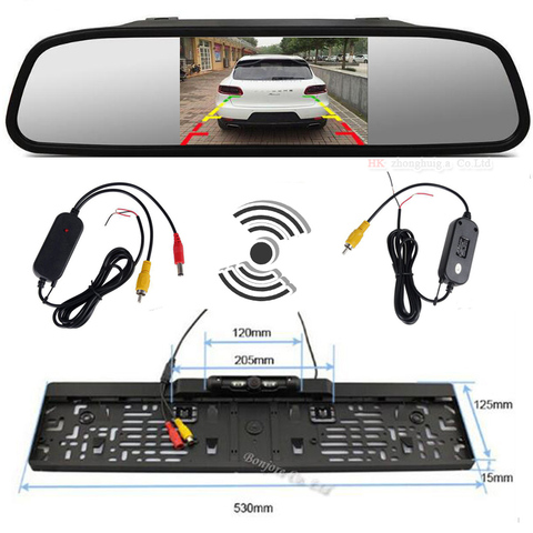 Car 5 Inch TFT LCD Color Monitor with Waterprtoof Rearview Camera and 2.4Ghz Wireless Set to Connect Monitor and Camera Parking ► Photo 1/1