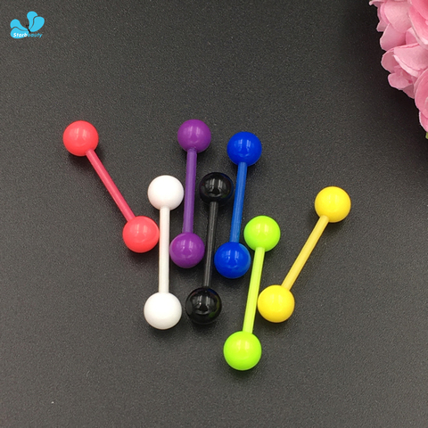 3 PCS/Lot  Mix Color Tongue Barbell Ring Acrylic Uv Tongue Piercing Wholesale Piercing Tongue Grills Jewelry Piercing Cartilage ► Photo 1/5