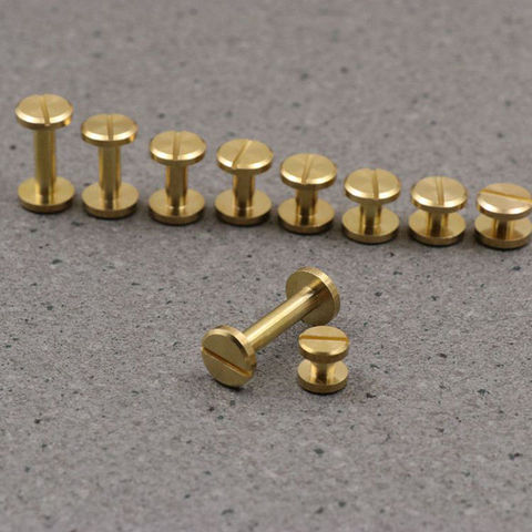10pcs Solid Brass Binding Chicago Screws Nail Stud Rivets For Photo Album Leather Craft Studs Belt Wallet Fasteners 10mm cap ► Photo 1/3