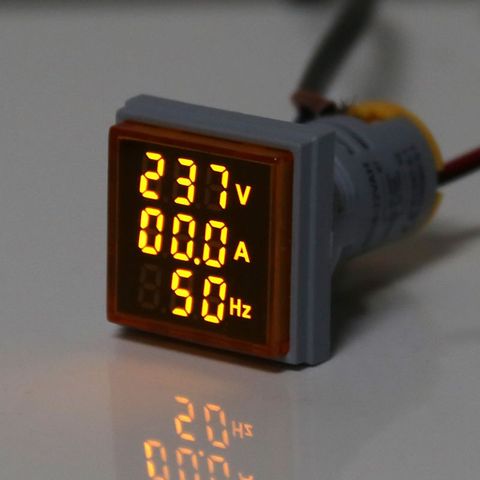 Digital 3in1 AC Ammeter Voltmeter Hz Current Frequency Meter Square Signal Light 22mm Digital Voltage Amp Hz Led Lamp Indicator ► Photo 1/6