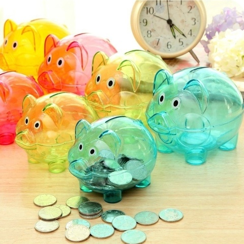 Clear Lovely PIGGY Bank Coin Money Plastic Cash Openable Saving Box Kid Pig Gift ► Photo 1/6