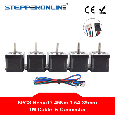 Free Ship !5PCS Nema 17 Stepper Motor 1.5A (17HS4401) Motor 39mm 12V 1m Cable 4-lead Nema17 Step Motor for CNC 3D Printer ► Photo 1/6