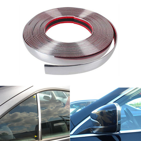 15M Silver Car Chrome Styling Decoration Moulding Trim Strip Tape Auto DIY Protective Sticker 6mm 8mm 10mm 12mm 15mm 20mm 30mm ► Photo 1/6