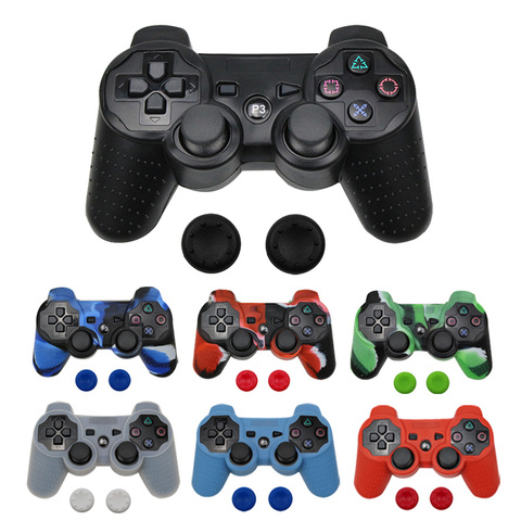 Silicone Cover Case For PS3 Controller Skin Decal Case For Playstation 3 Gamepad Controle Game Accessories with 2 Silicone Caps ► Photo 1/6