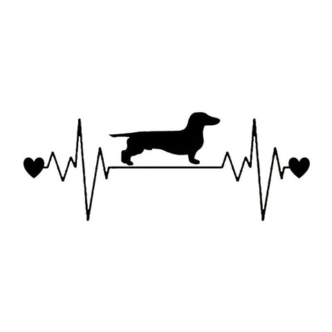 20.3*7.7CM Dachshund Heartbeat Car Stickers Reflective Vinyl Decal Car Styling Truck Decoration Black/Silver S1-0849 ► Photo 1/2
