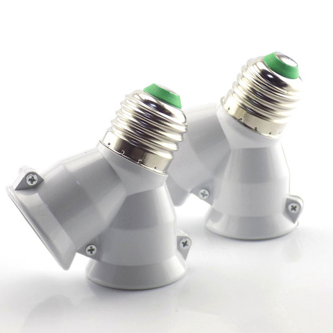 1PCS 1 E27 to 2 E27 splitter Lamp Bulb base Adapter Converter 2E27 265V 2A LED Y Shape Socket Light Holder Conversion socket ► Photo 1/6