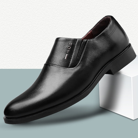 New Men Dress Shoes Formal Wedding Genuine Leather Shoes Retro Brogue Business Office Men's Flats Oxfords Shoes For Men ► Photo 1/6
