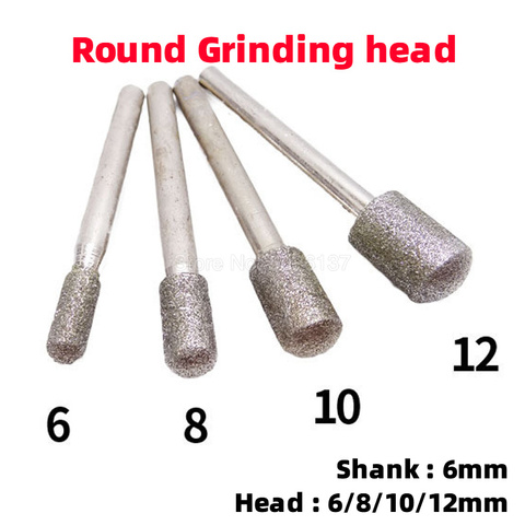 1Pcs 6MM Shank Diamond Cylinder Round Burr Rotary Grinding Head Engraving Etching Abrasive Cylindrical Internal Mounted Points ► Photo 1/6