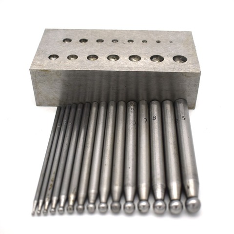 15PCS Steel Doming Punches Jewelers Dapping Block Jewelry Metal Forming Puncher Set ► Photo 1/1
