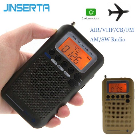 2022 Aircraft FullBand VHF Radio Portable FM AM SW Radio VHF CB 30-223MHZ 25-28MHZ Air 118-138MHZ with Dual Alarm Clock ► Photo 1/6