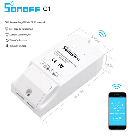 Sonoff G1 Remote Power Smart WiFi GPRS GSM Switch Support SIM Via 2G GPRS Network Wireless Switch Works With Alexa & Google Home ► Photo 1/1