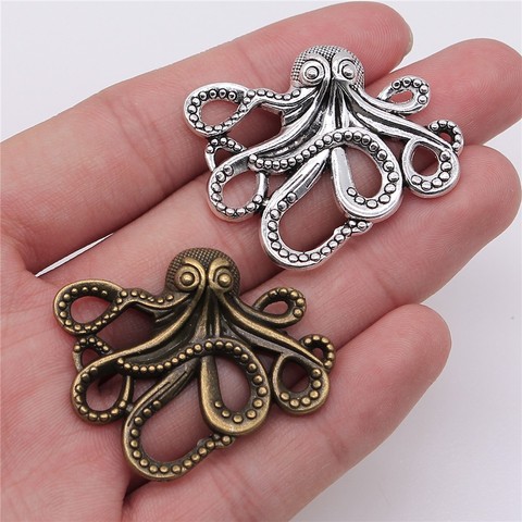 WYSIWYG 2pcs 42x35mm Pendant Octopus Octopus Charm Pendants For Jewelry Making Antique Silver Color Octopus Pendants ► Photo 1/3