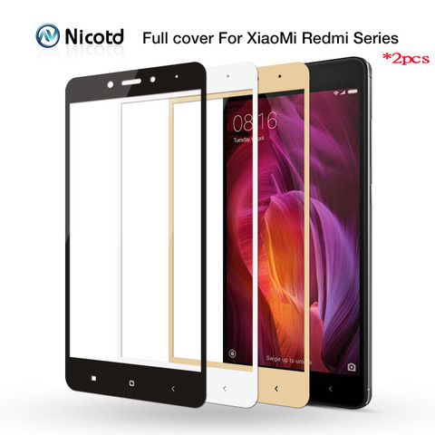 2pcs/lot Nicotd For Xiaomi Mi A1 / 5X 2.5D Colorful Full Cover Tempered Glass screen protector For Xiaomi MAX MIX 2 Redmi 4X 4A ► Photo 1/6