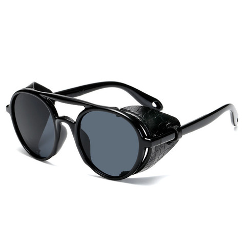 Fashion Steampunk Sunglasses Brand Design Round Shades Men Women Vintage Punk Sun glasses UV400 Eyewear Oculos de sol ► Photo 1/6
