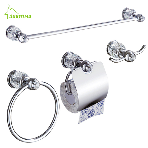 Silver 4-Piece Stainless Steel Chrome Bathroom Accessories Set