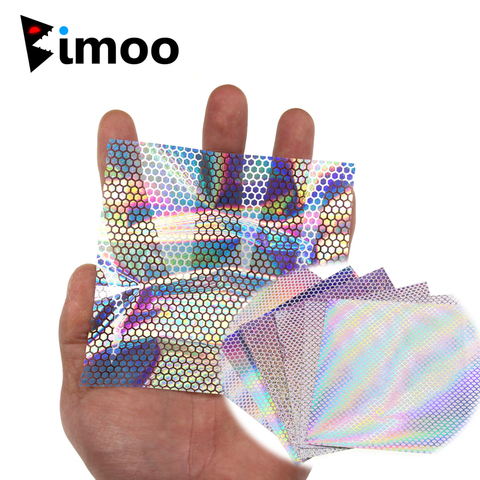 Bimoo 6pcs 4pcs Holographic Fish Scale Lure Sticker Film Fly Tying Rainbow Flash Film Jig Squid Jig Lure DIY Material ► Photo 1/6