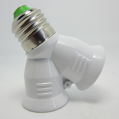 2 in 1 Lamp Holder Bulb Holder Dual Double 2X E27 Socket Base Extend Splitter Plug Halogen Light Lamp Copper Contact Adapter ► Photo 1/6