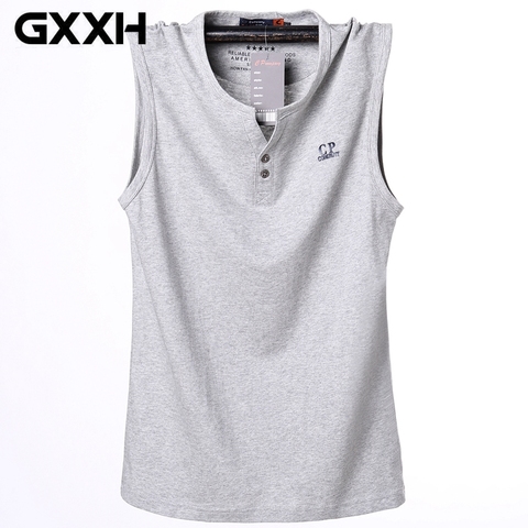 2022 Summer Tank Tops Cotton Men's Plus Size Vest Breathable Solid Sleeveless Fitness Men Vest Big and Tall Male L-6XL Blue Gray ► Photo 1/6