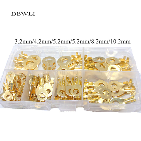 150PCS Ring Lugs Ring Eyes Copper Crimp Cable Connector Non-insulated M3/M4/M5/M6/M8/M10 Assortment Kit with Plastic Box ► Photo 1/4