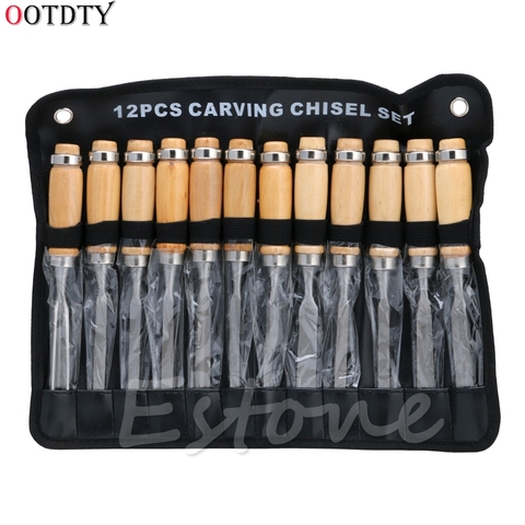 OOTDTY 12Pcs Wood Carving Hand Chisel Tool Set Woodworking Professional Gouges ► Photo 1/6
